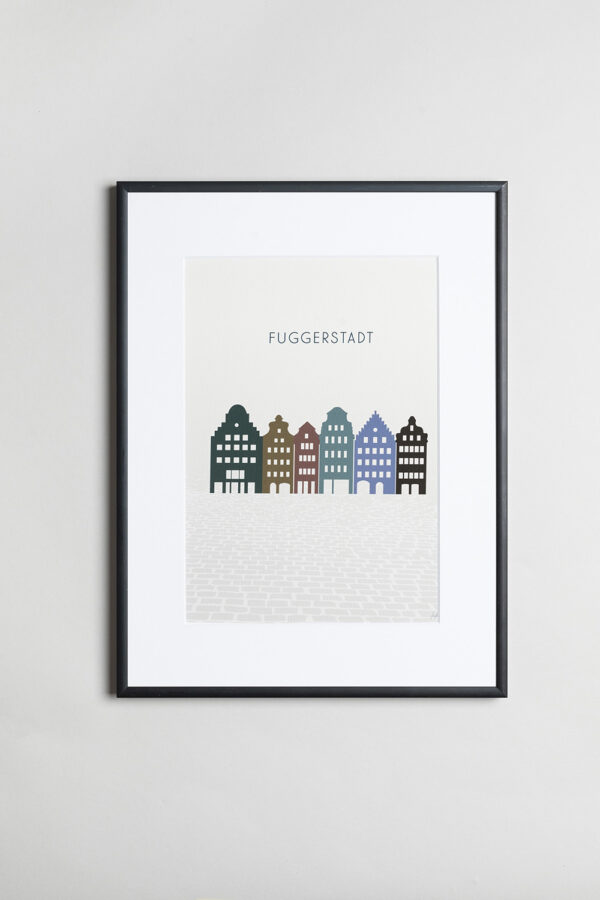 Kunstdruck Maximilianstraße Augsburg DinA3 Rahmen – exklusives Geschenk